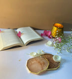 Crystal Agate Coaster Gold Plated Set of 2- Brown