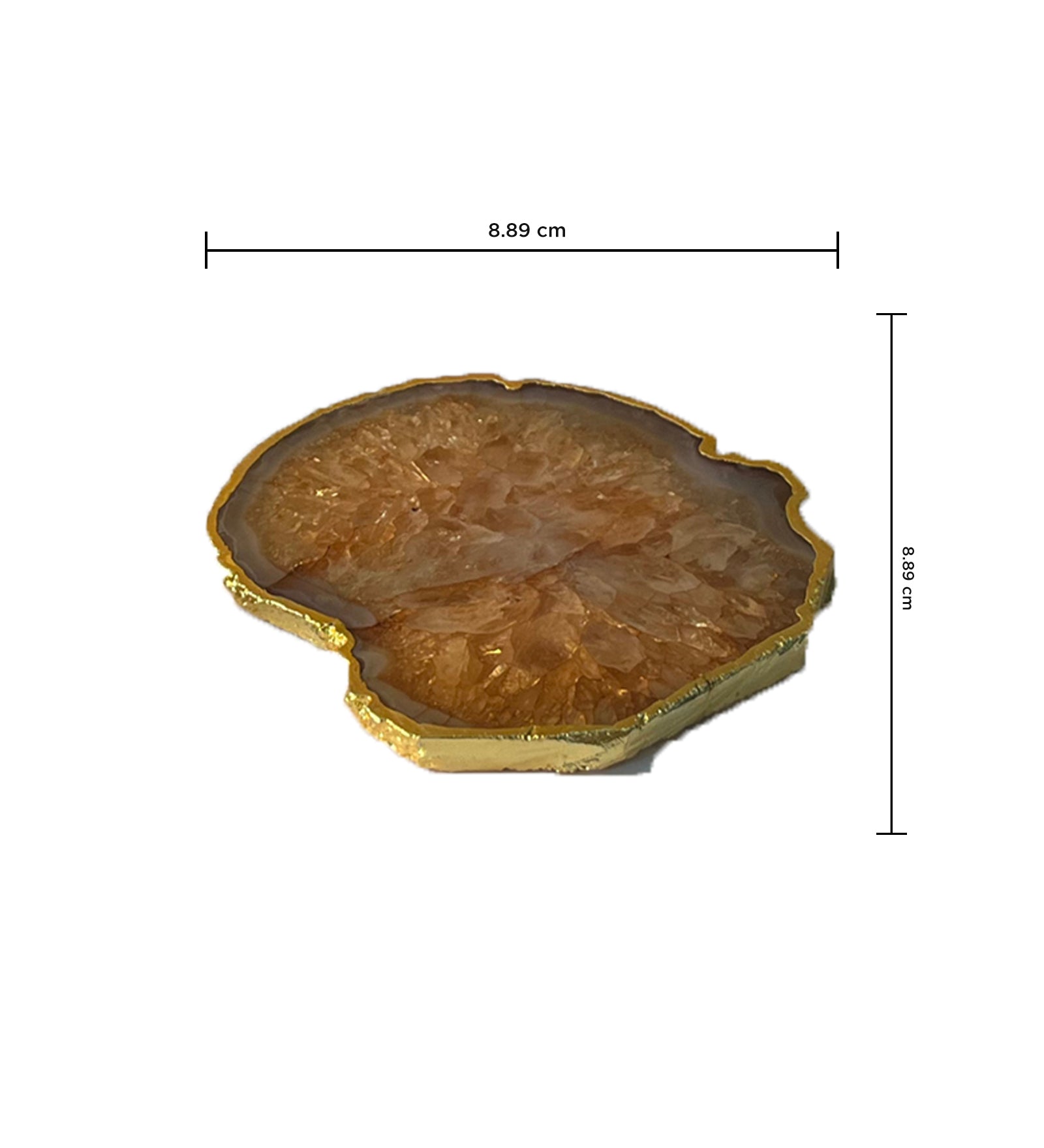 Crystal Agate Coaster Gold Plated Set of 2- Brown