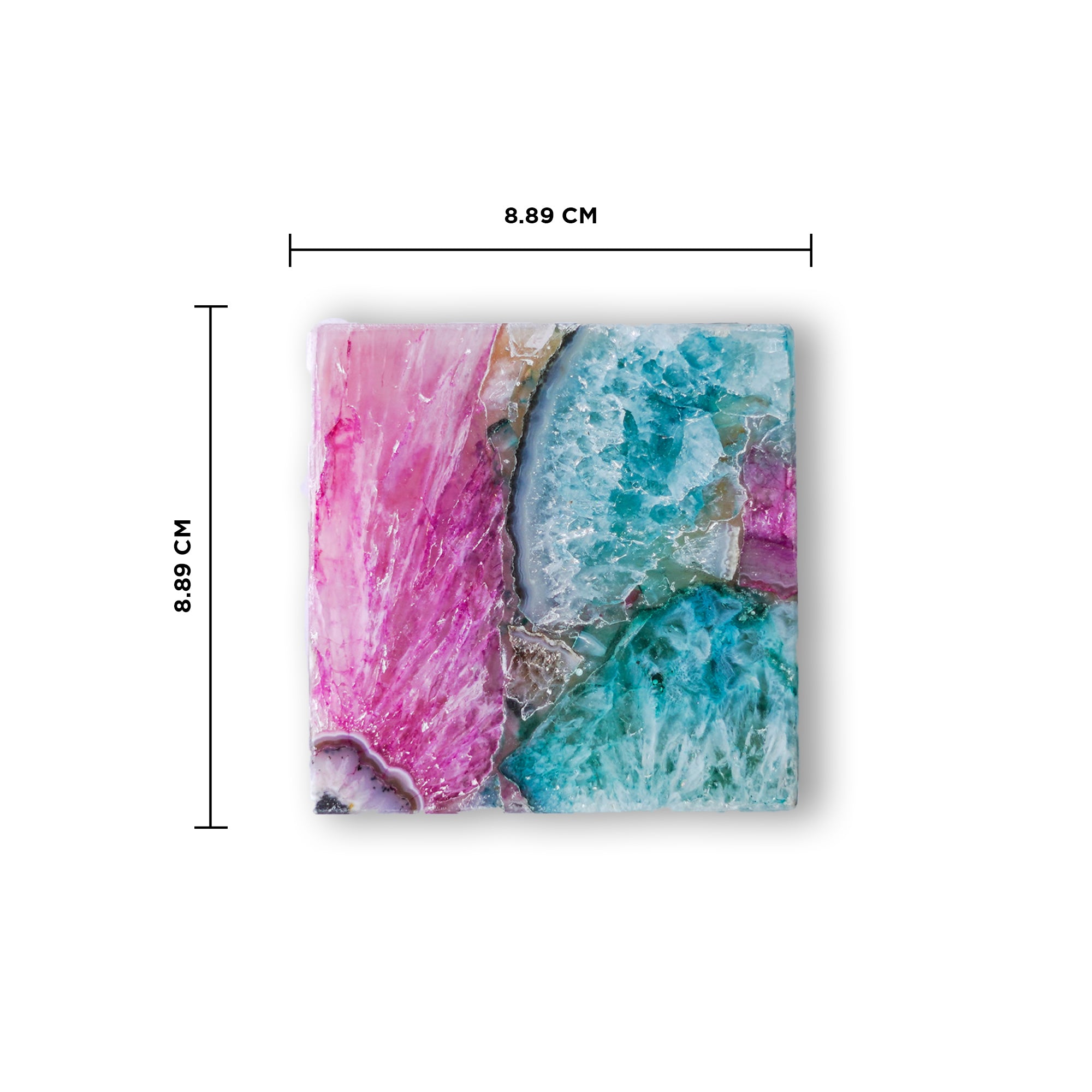 Crystal Agate Stone Coaster Set of 2 Square Table Coaster