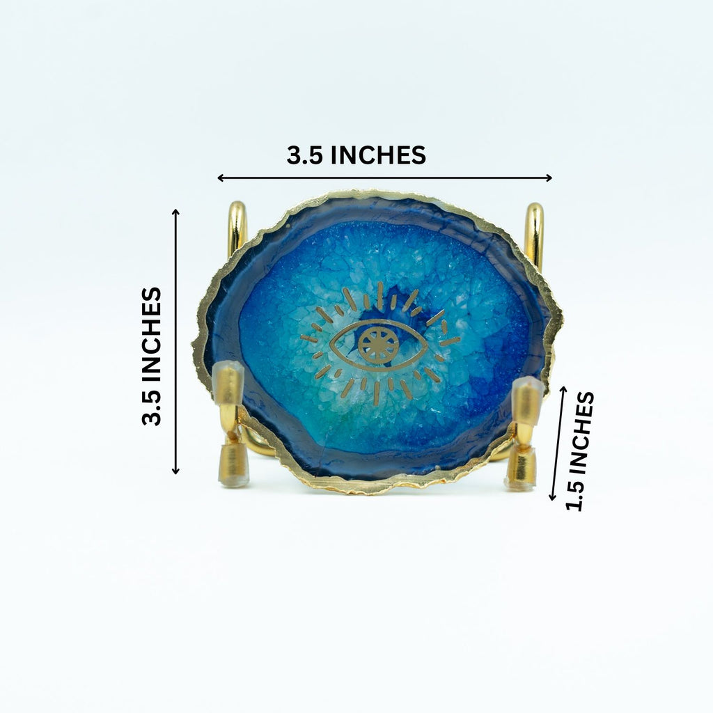 Evil Eye Blue Agate Metal Showpeice
