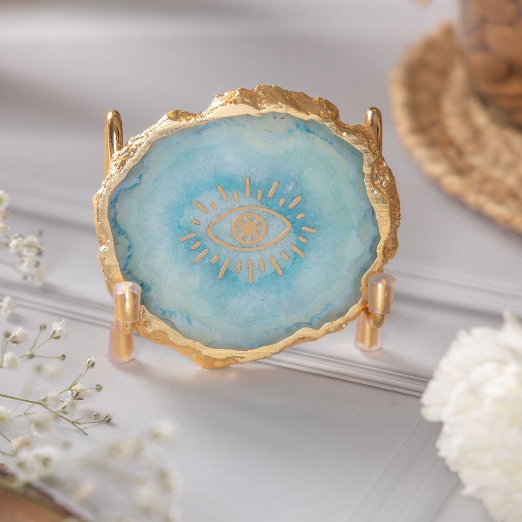 Evil Eye Turquoise Agate Metal Showpeice