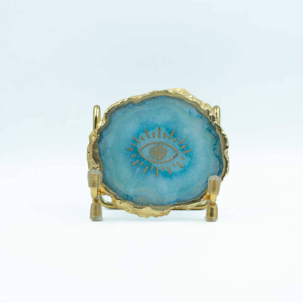 Evil Eye Turquoise Agate Metal Showpeice