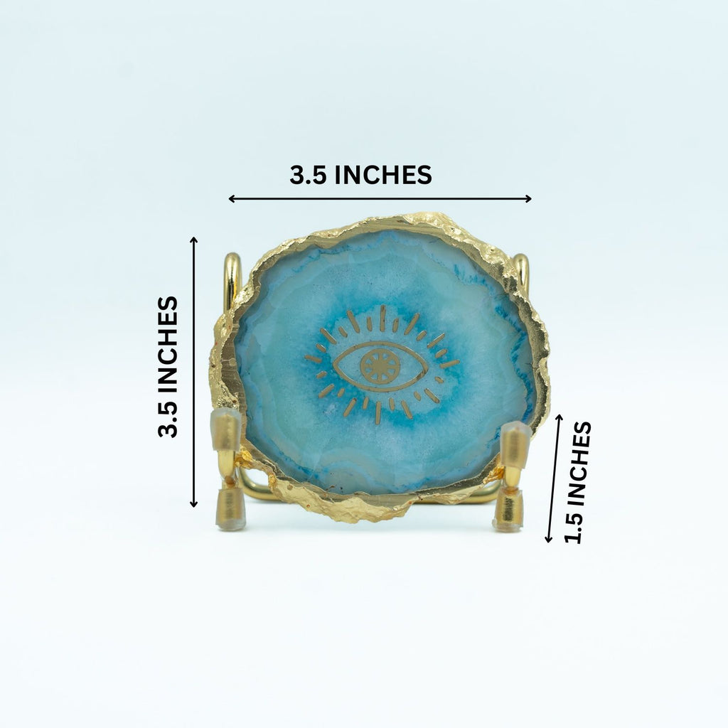Evil Eye Turquoise Agate Metal Showpeice