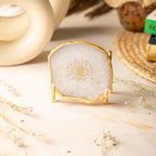 Evil Eye White Agate Metal Showpeice
