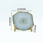 Evil Eye White Agate Metal Showpeice