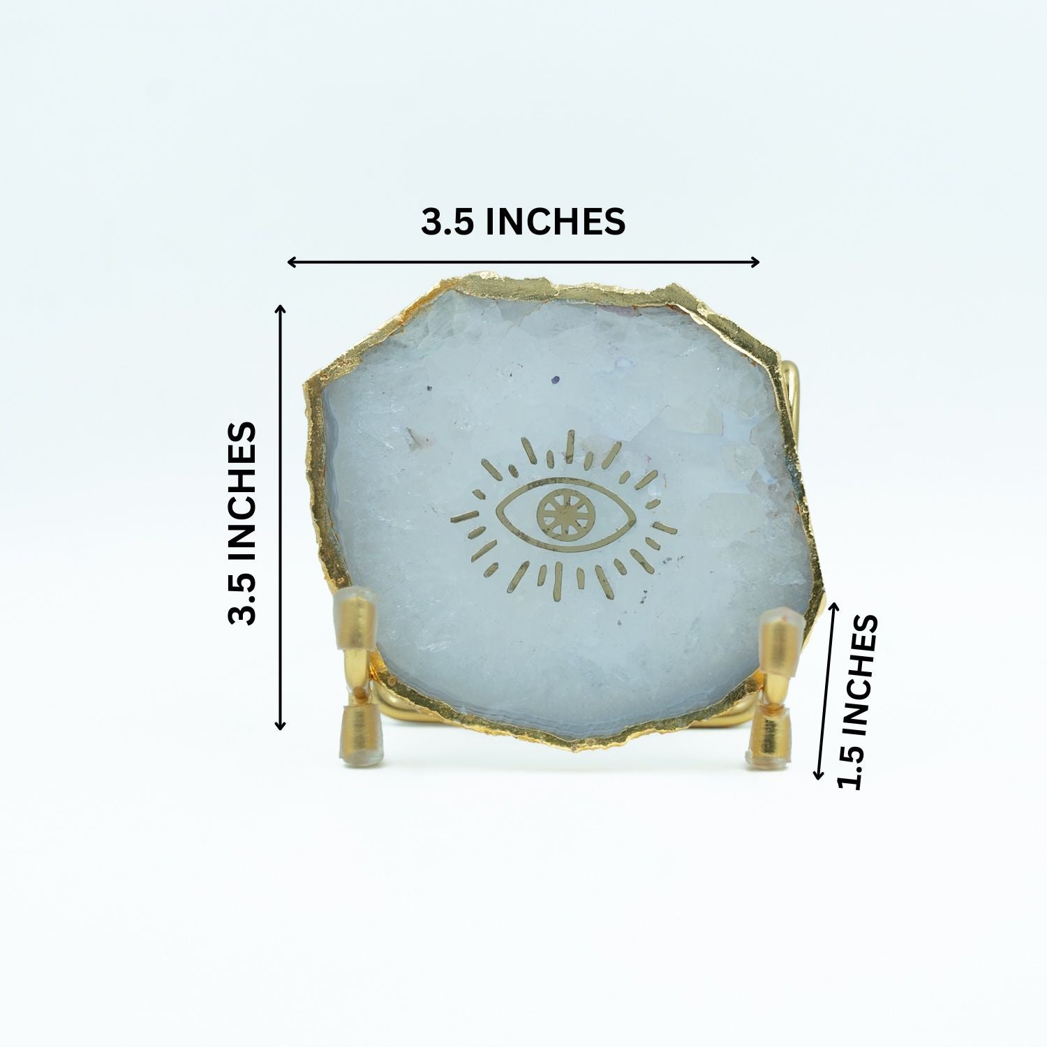 Evil Eye White Agate Metal Showpeice