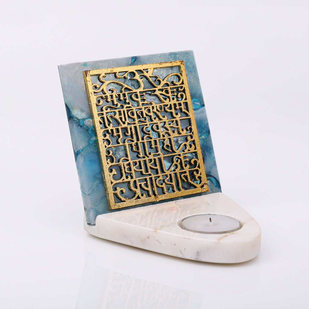 Agate Gaytri Mantra TeaLight Holder