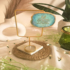 Agate Guruji Mantra Rectangular Shape Metal Showpiece- Turquoise