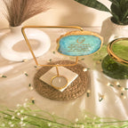 Agate Guruji Mantra Rectangular Shape Metal Showpiece- Turquoise