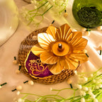 Agate Ganesha Flower Shape Tealight Holder- Purple