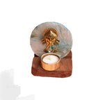 Agate Ganesha Wooden Tealight - Blue