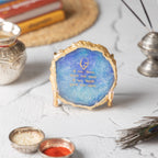 Guru Ji Mantra Blue Agate Metal Showpiece