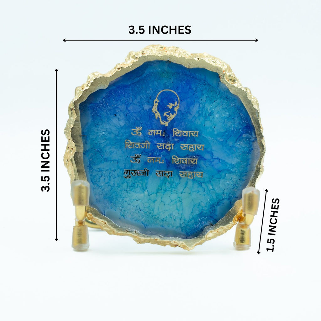 Guru Ji Mantra Blue Agate Metal Showpiece