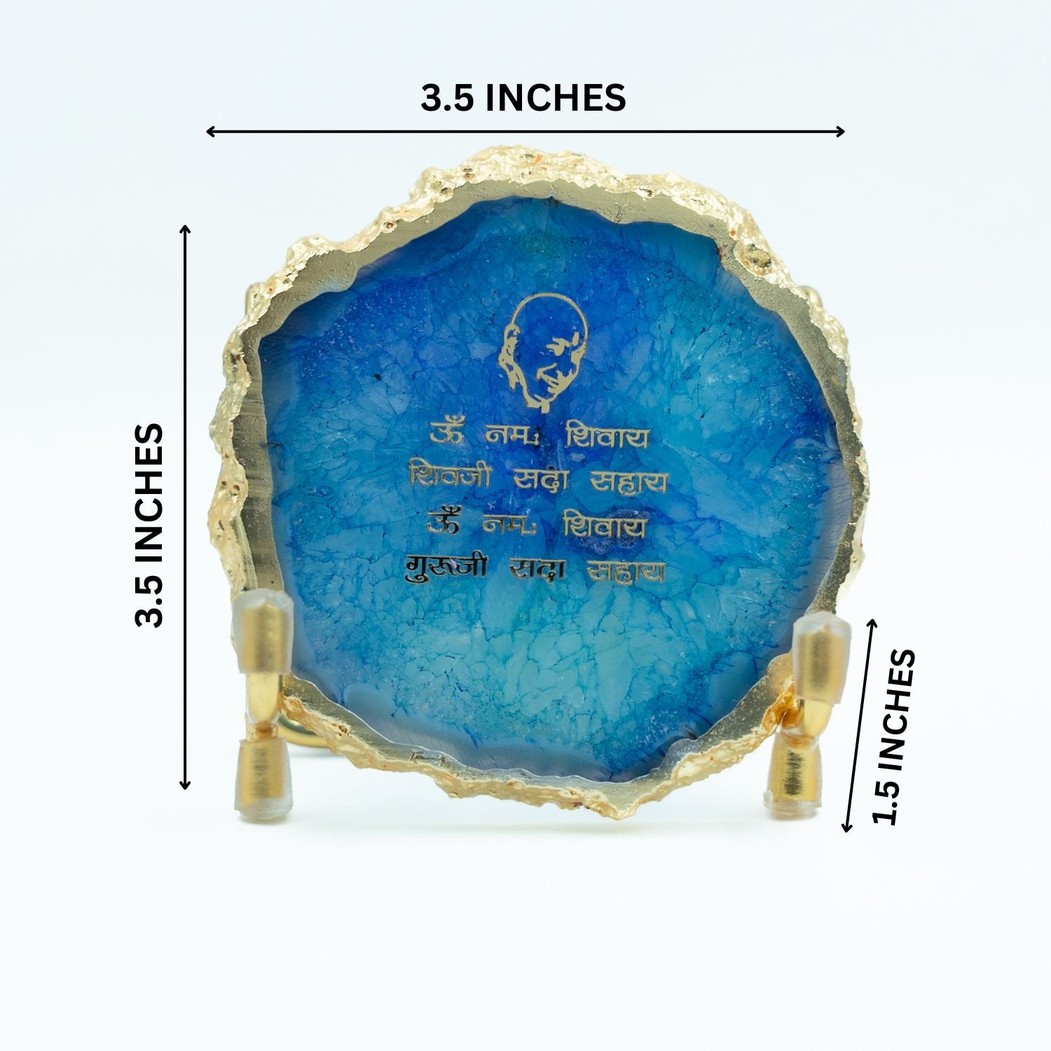 Guru Ji Mantra Blue Agate Metal Showpiece