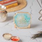 Guru Ji Mantra Green Agate Metal Showpiece