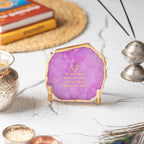 Guru Ji Mantra Pink Agate Metal Showpiece