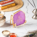 Guru Ji Mantra Pink Agate Metal Showpiece