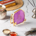 Guru Ji Mantra Pink Agate Metal Showpiece