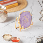 Guru Ji Mantra Purple Agate Metal Showpiece
