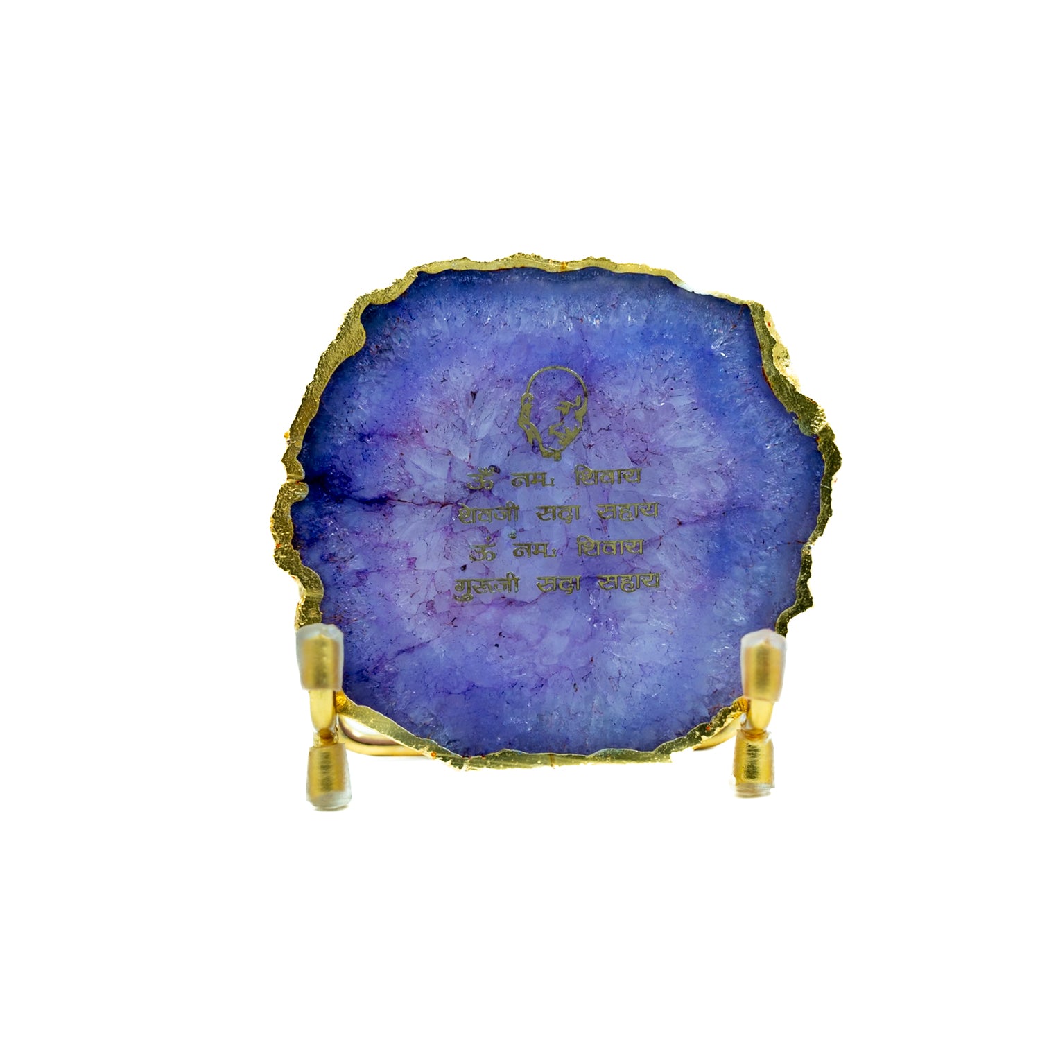 Guru Ji Mantra Purple Agate Metal Showpiece