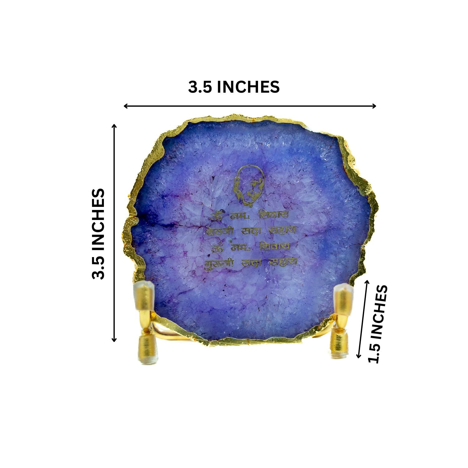 Guru Ji Mantra Purple Agate Metal Showpiece