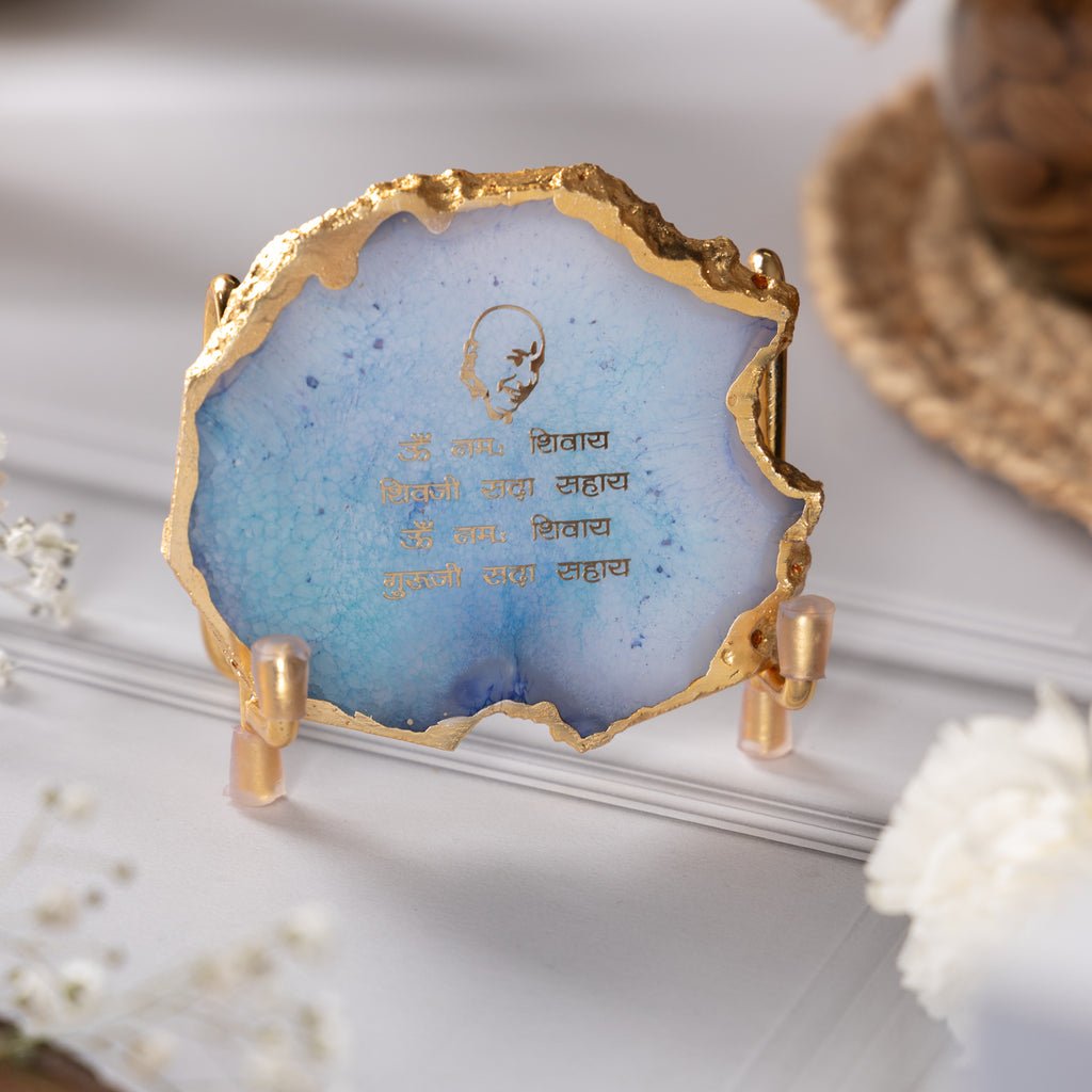Guru Ji Mantra Turquoise Agate Metal Showpeice