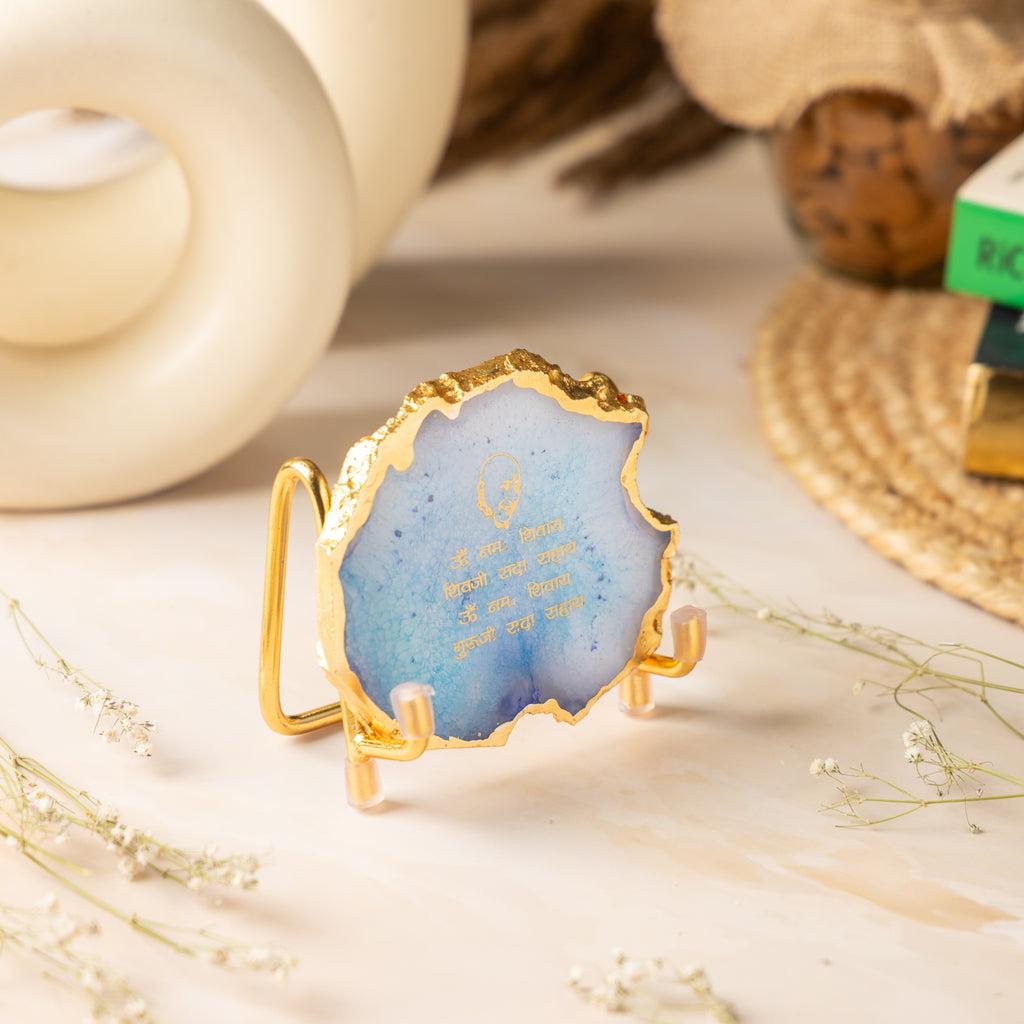 Guru Ji Mantra Turquoise Agate Metal Showpeice
