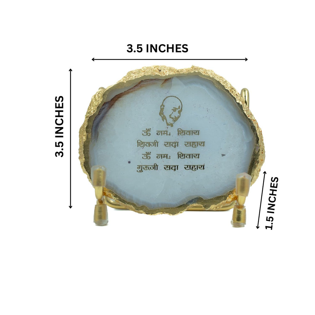 Guru Ji Mantra White Agate Metal Showpeice