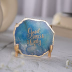 Good Vibes Blue Agate Metal Showpeice