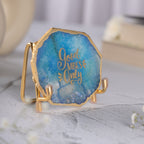 Good Vibes Blue Agate Metal Showpeice