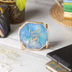 Good Vibes Blue Agate Metal Showpeice