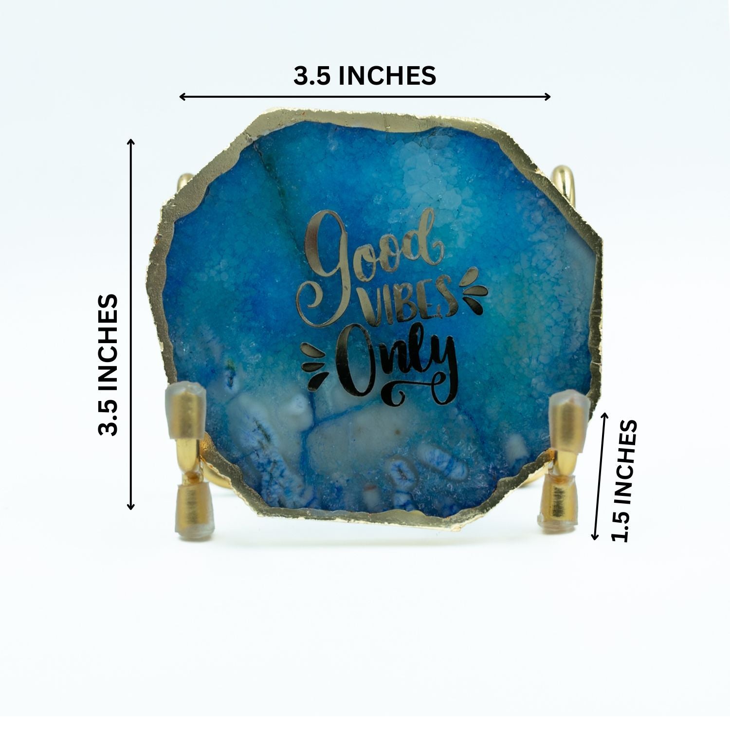 Good Vibes Blue Agate Metal Showpeice