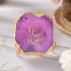 Good Vibes Pink Agate Metal Showpeice