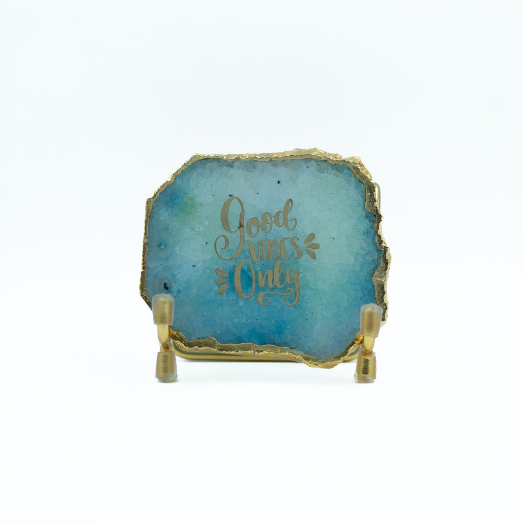 Good Vibes Turquoise Agate Metal Showpiece