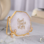 Good Vibes White Agate Metal Showpiece