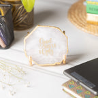 Good Vibes White Agate Metal Showpiece