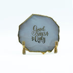 Good Vibes White Agate Metal Showpiece