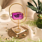 Agate Ik Onkar Oval Shape Metal Showpiece- Pink