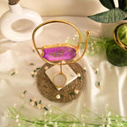 Agate Ik Onkar Oval Shape Metal Showpiece- Pink