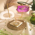 Agate Ik Onkar Rectangular Shape Metal Showpiece- Pink