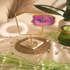 Agate Ik Onkar Rectangular Shape Metal Showpiece- Pink