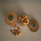 Agate Turquoise Stone Lid Glass Storage Jar with Wooden Top set of 2