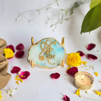 Jai Shree Ram Agate Metal Stand Relegious Showpeice-Turquoise