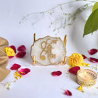 Jai Shree Ram Agate Metal Stand Relegious Showpeice-White