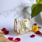 Jai Shree Ram Agate Metal Stand Relegious Showpeice-White