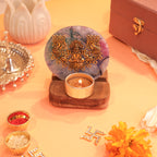 Agate Laxmi Ji Wooden Tealight - Mixed Agate