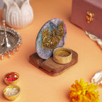 Agate Laxmi Ji Wooden Tealight - Mixed Agate