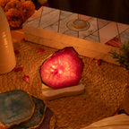 Agate with Marble Base Back Side Tealight Lamp -Pink