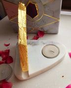 Laxmi Ganesha Agate with Marble Base Back Side Tealight-Pink