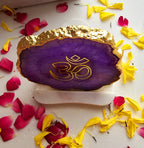 OM Agate with Marble Base Back Side Tealight-Purple